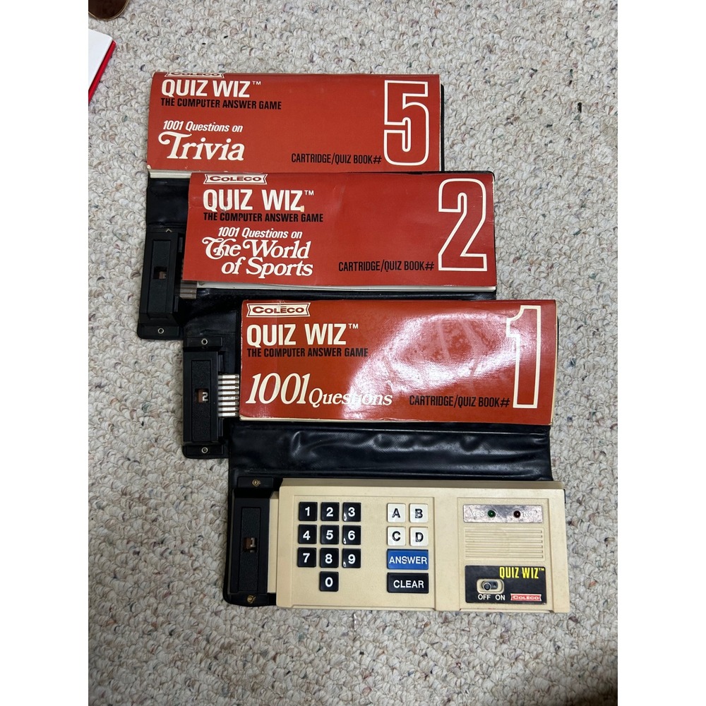 Vintage Coleco Quiz Wiz Computer Answer Game Lot Books 1 2 5 Handheld ***READ